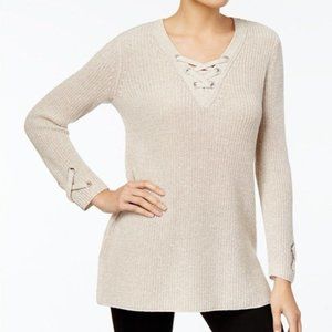 Style & Co Lace-Up Tunic Sweater s